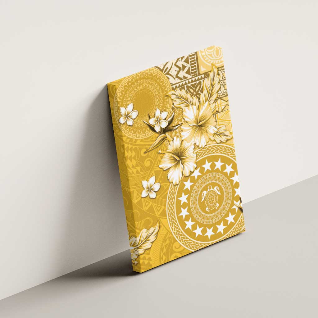 Cook Islands Canvas Wall Art Yellow Hibiscus And Stars