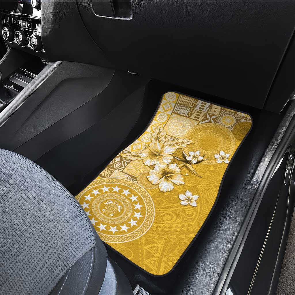 Cook Islands Car Mats Yellow Hibiscus And Stars