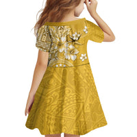 Cook Islands Family Matching Puletasi and Hawaiian Shirt Yellow Hibiscus And Stars