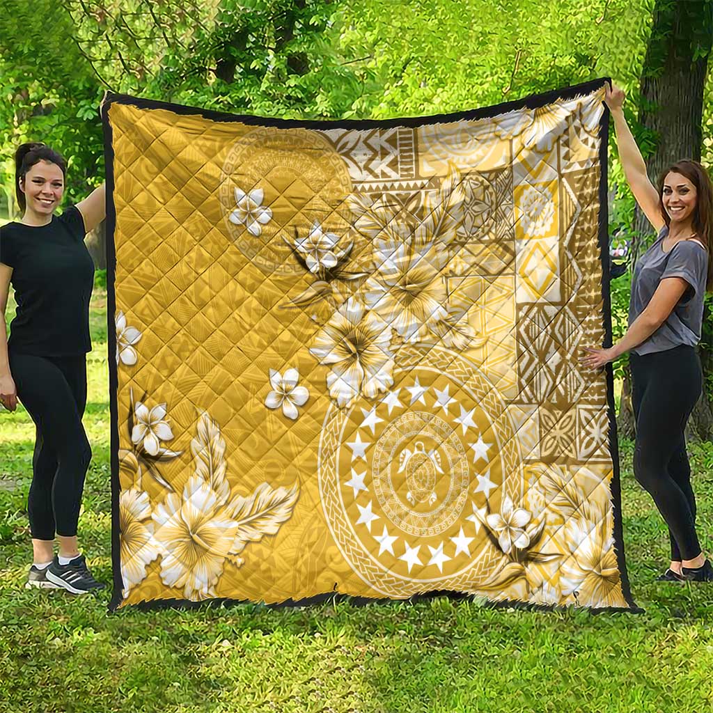 Cook Islands Quilt Yellow Hibiscus And Stars LT05 - Polynesian Pride