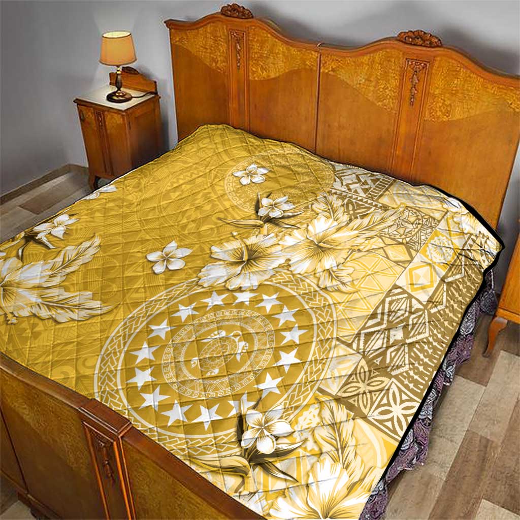 Cook Islands Quilt Yellow Hibiscus And Stars LT05 - Polynesian Pride