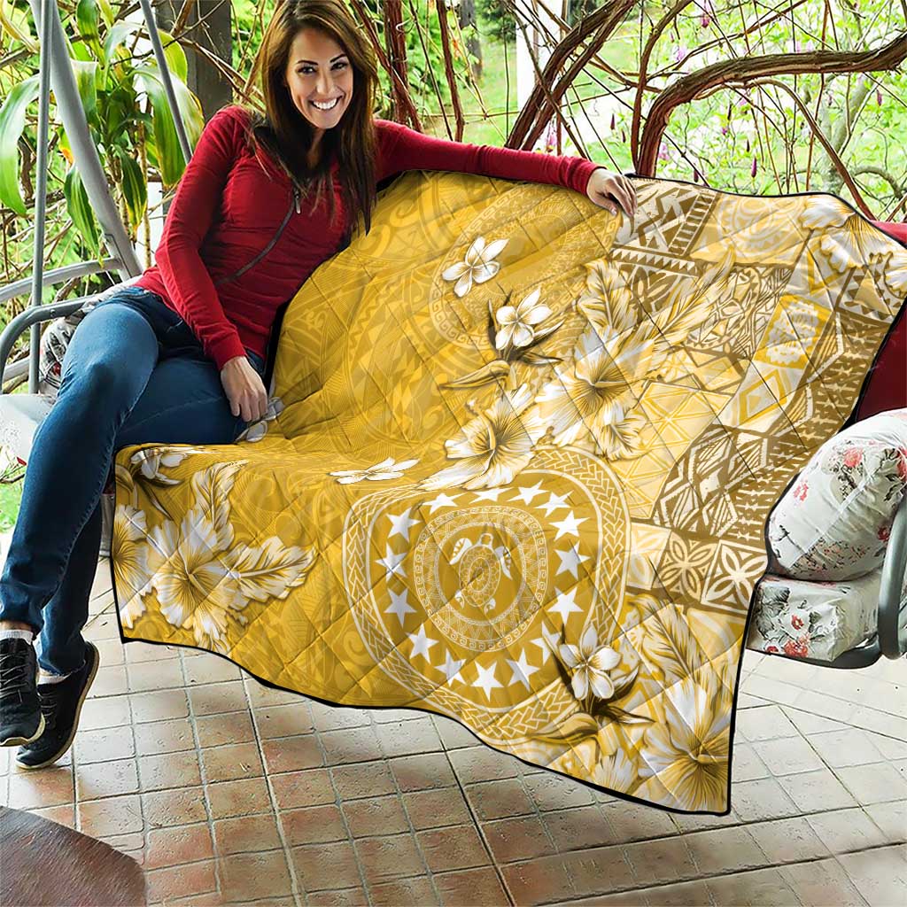 Cook Islands Quilt Yellow Hibiscus And Stars LT05 - Polynesian Pride