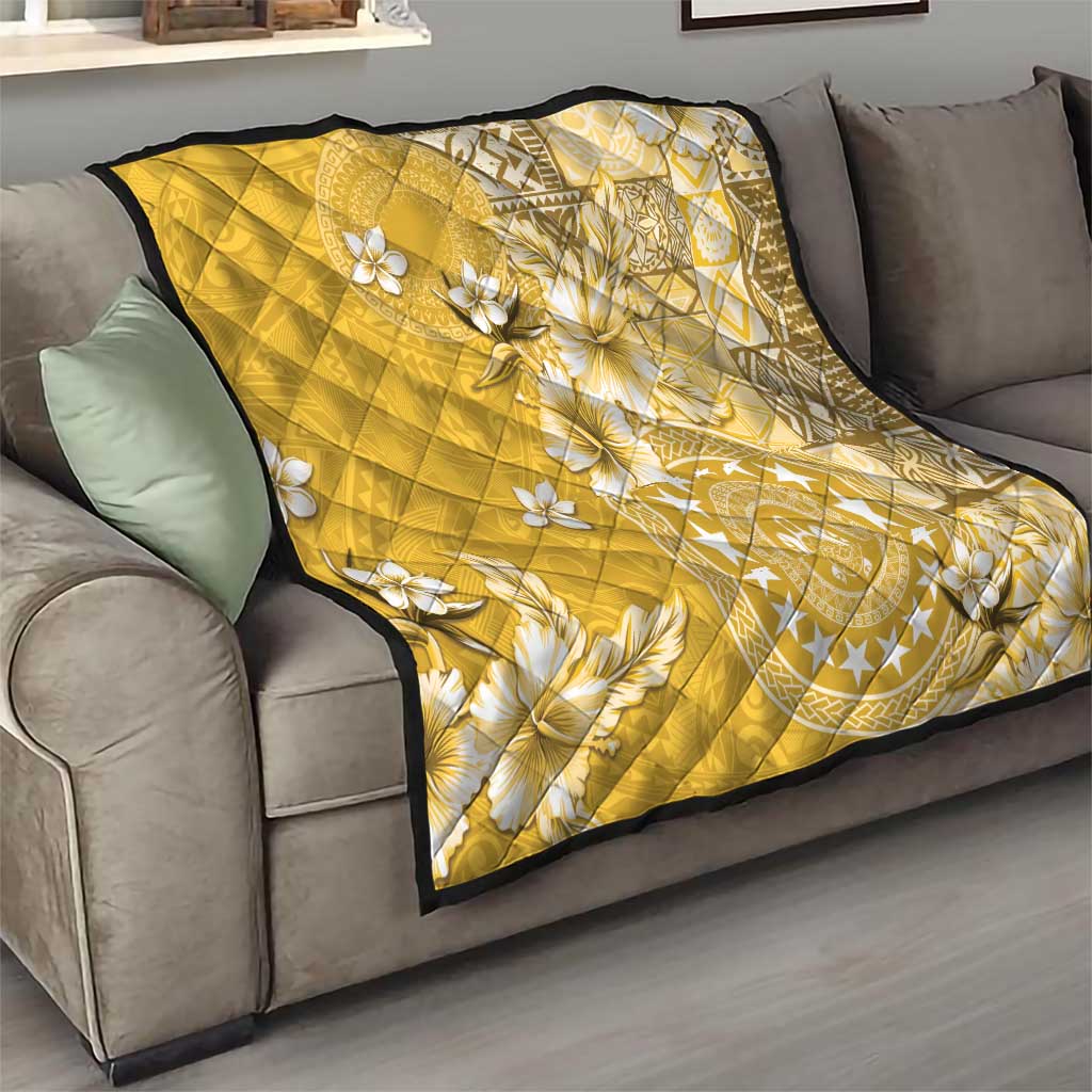 Cook Islands Quilt Yellow Hibiscus And Stars LT05 - Polynesian Pride