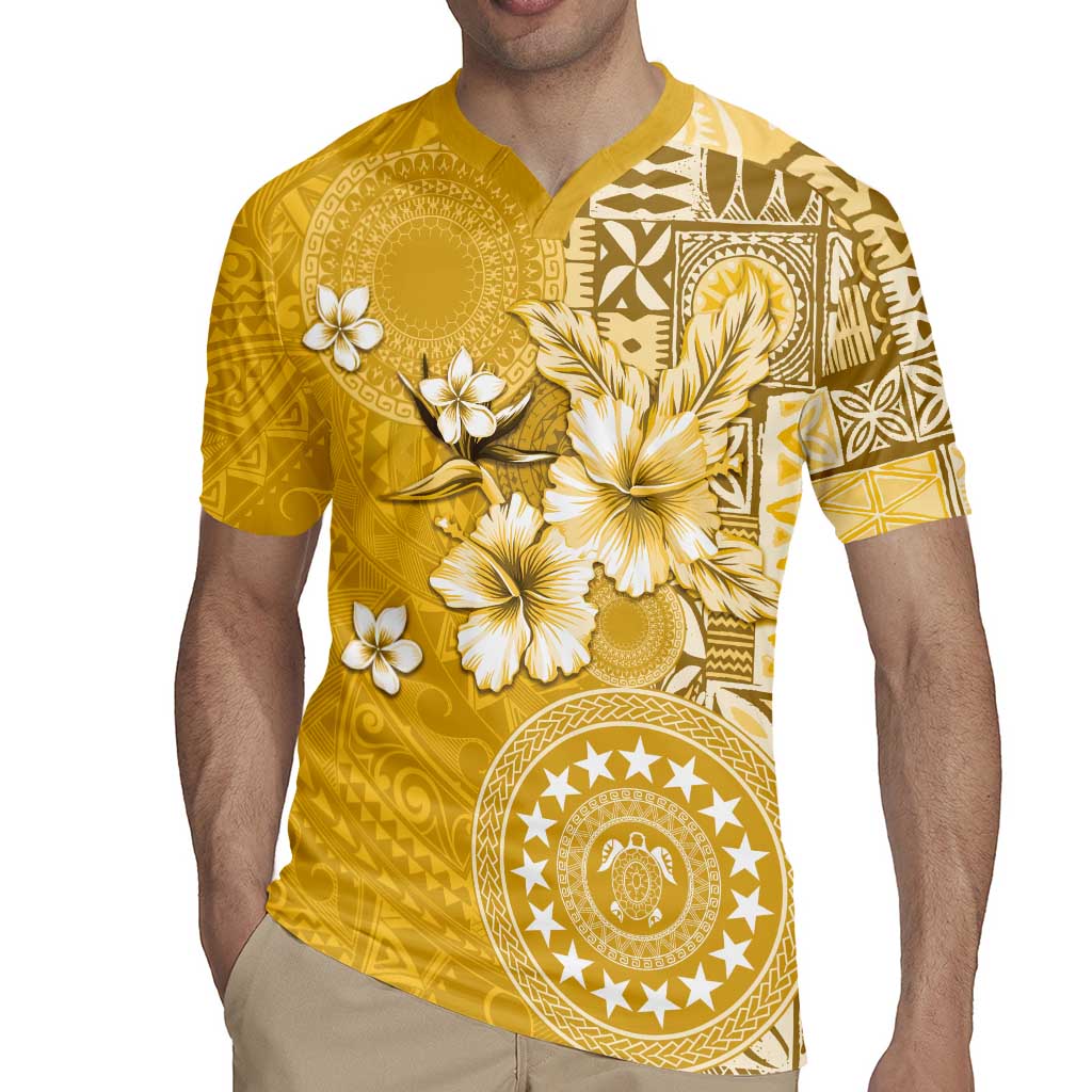Cook Islands Rugby Jersey Yellow Hibiscus And Stars LT05 - Polynesian Pride