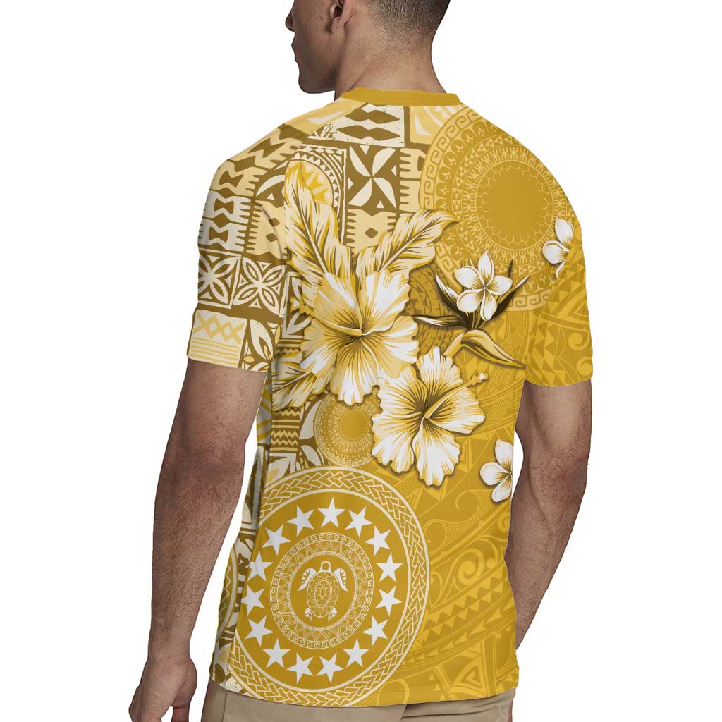 Cook Islands Rugby Jersey Yellow Hibiscus And Stars LT05 - Polynesian Pride