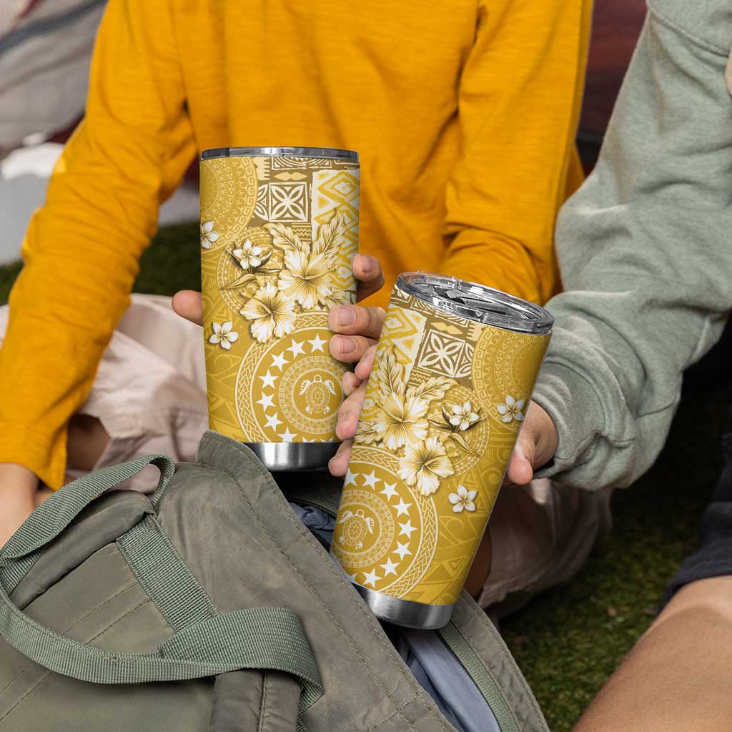 Cook Islands Tumbler Cup Yellow Hibiscus And Stars