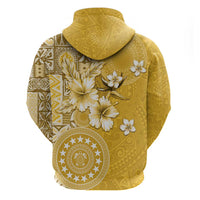 Cook Islands Zip Hoodie Yellow Hibiscus And Stars