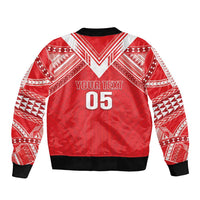 Custom Tahiti Football Bomber Jacket Coat Of Arms Polynesian Tribal Pattern