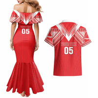 Custom Tahiti Football Couples Matching Mermaid Dress and Hawaiian Shirt Coat Of Arms Polynesian Tribal Pattern LT05 - Polynesian Pride