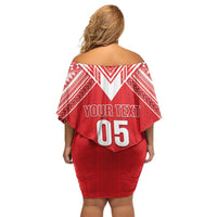 Custom Tahiti Football Family Matching Off Shoulder Short Dress and Hawaiian Shirt Coat Of Arms Polynesian Tribal Pattern LT05 - Polynesian Pride
