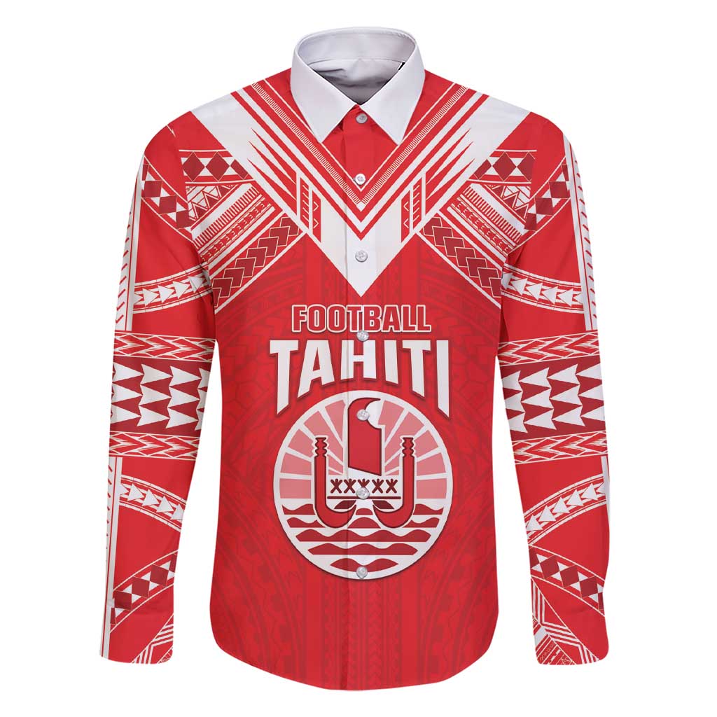 Custom Tahiti Football Family Matching Short Sleeve Bodycon Dress and Hawaiian Shirt Coat Of Arms Polynesian Tribal Pattern LT05 Dad's Shirt - Long Sleeve Red - Polynesian Pride