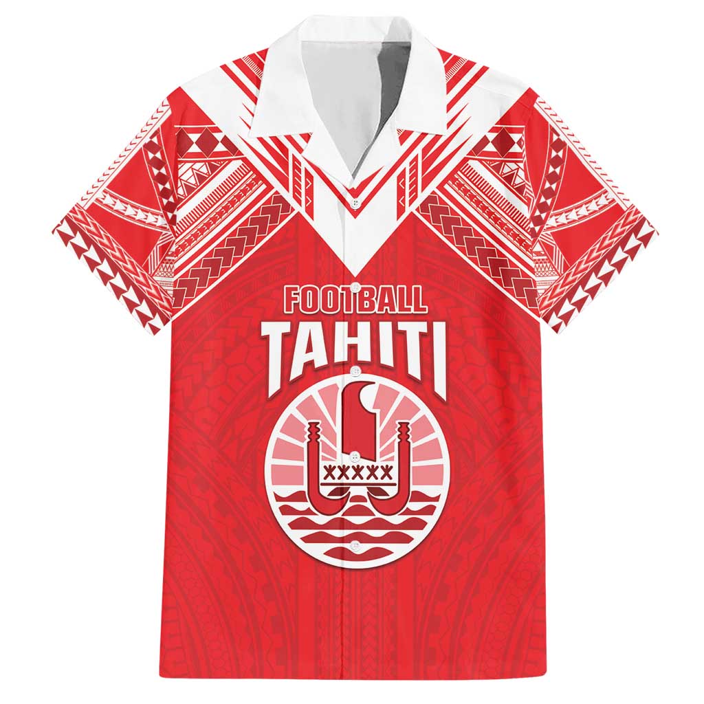 Custom Tahiti Football Hawaiian Shirt Coat Of Arms Polynesian Tribal Pattern LT05 Red - Polynesian Pride