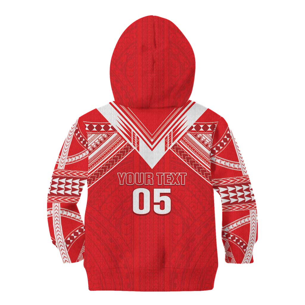 Custom Tahiti Football Kid Hoodie Coat Of Arms Polynesian Tribal Pattern