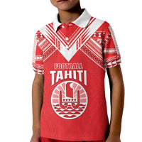 Custom Tahiti Football Kid Polo Shirt Coat Of Arms Polynesian Tribal Pattern LT05 Kid Red - Polynesian Pride