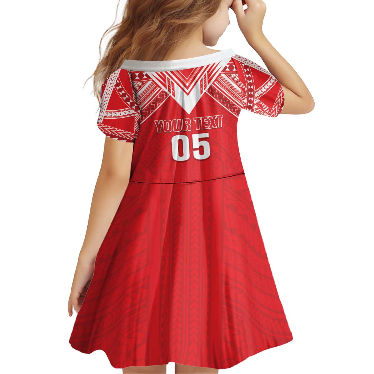 Custom Tahiti Football Kid Short Sleeve Dress Coat Of Arms Polynesian Tribal Pattern