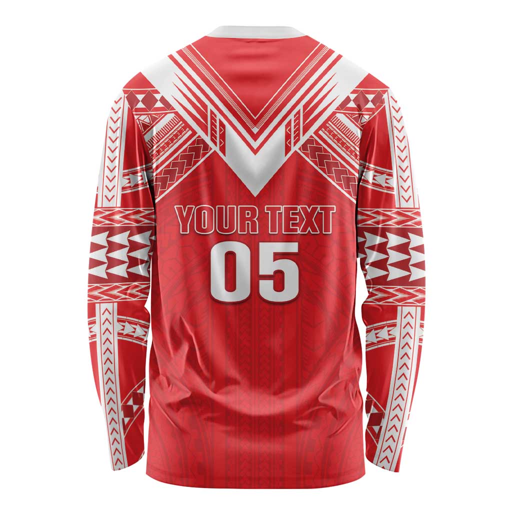 Custom Tahiti Football Long Sleeve Shirt Coat Of Arms Polynesian Tribal Pattern LT05 - Polynesian Pride