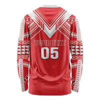 Custom Tahiti Football Long Sleeve Shirt Coat Of Arms Polynesian Tribal Pattern LT05 - Polynesian Pride
