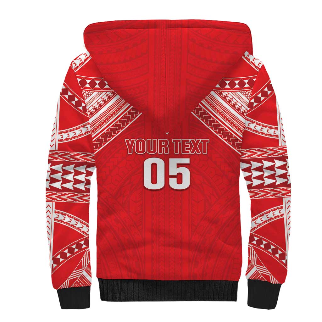 Custom Tahiti Football Sherpa Hoodie Coat Of Arms Polynesian Tribal Pattern LT05 - Polynesian Pride