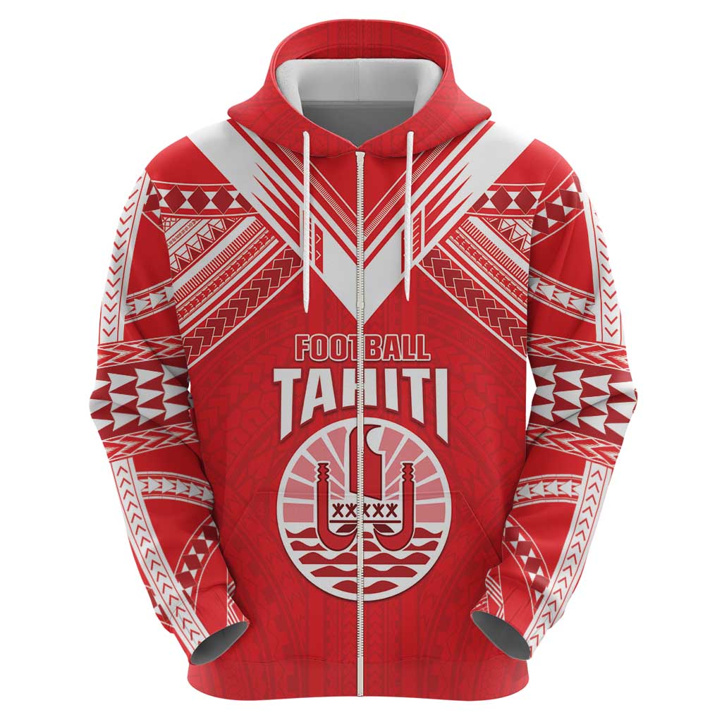 Custom Tahiti Football Zip Hoodie Coat Of Arms Polynesian Tribal Pattern LT05 - Polynesian Pride