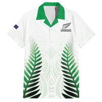 Custom New Zealand Fern Football Family Matching Off The Shoulder Long Sleeve Dress and Hawaiian Shirt Simple Style