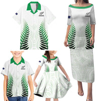 Custom New Zealand Fern Football Family Matching Puletasi and Hawaiian Shirt Simple Style LT05 - Polynesian Pride