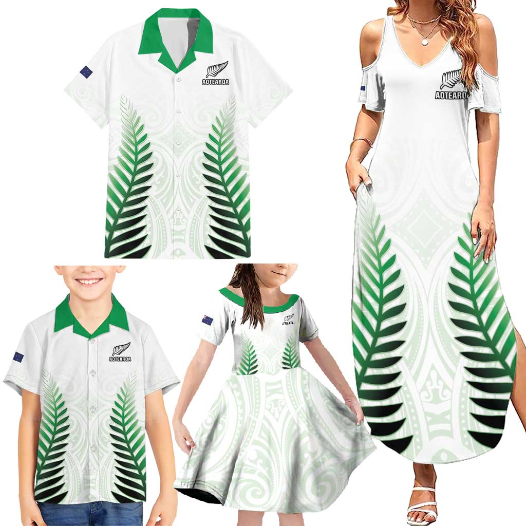 Custom New Zealand Fern Football Family Matching Summer Maxi Dress and Hawaiian Shirt Simple Style LT05 - Polynesian Pride