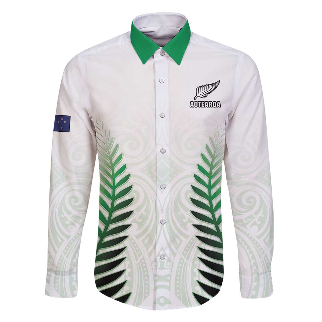 Custom New Zealand Fern Football Family Matching Tank Maxi Dress and Hawaiian Shirt Simple Style LT05 Dad's Shirt - Long Sleeve White - Polynesian Pride