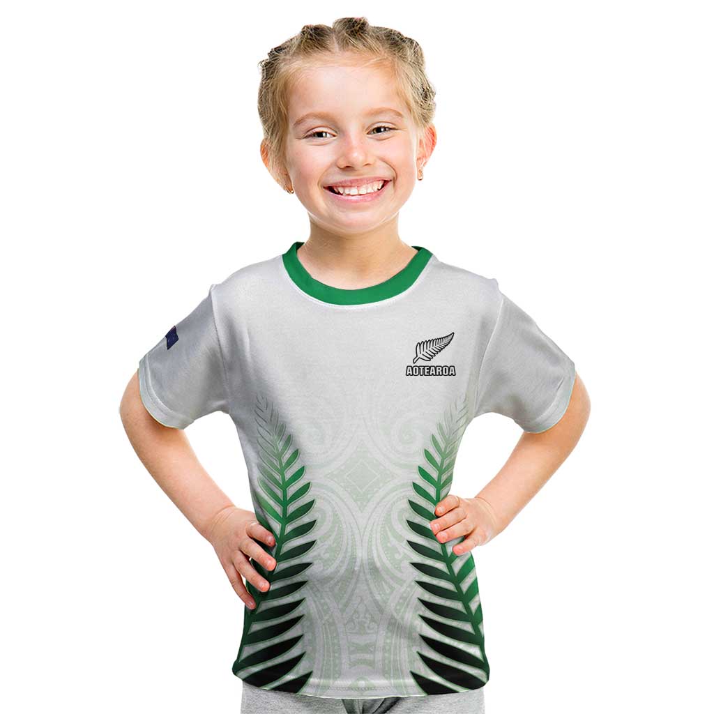Custom New Zealand Fern Football Kid T Shirt Simple Style