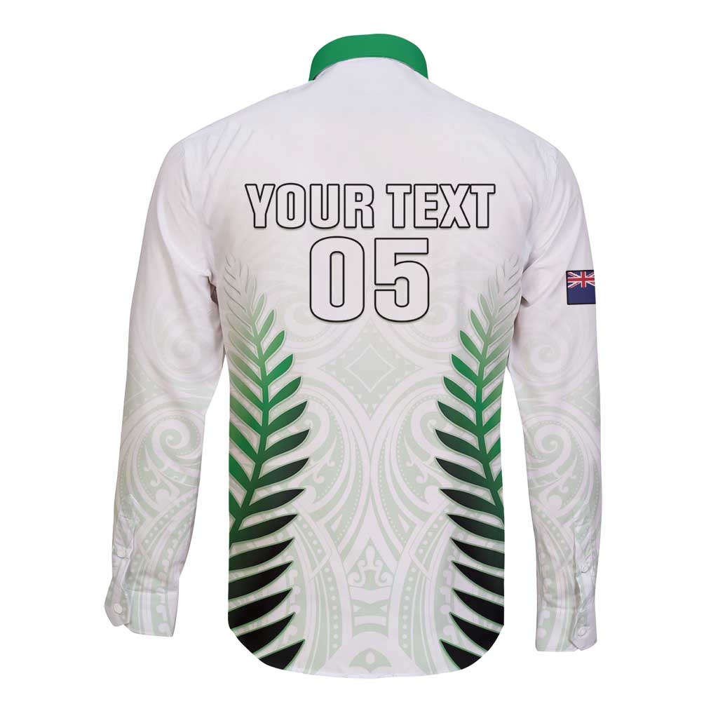 Custom New Zealand Fern Football Long Sleeve Button Shirt Simple Style LT05 - Polynesian Pride