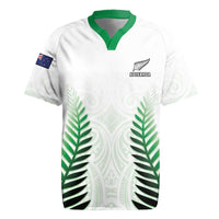 Custom New Zealand Fern Football Rugby Jersey Simple Style LT05 White - Polynesian Pride