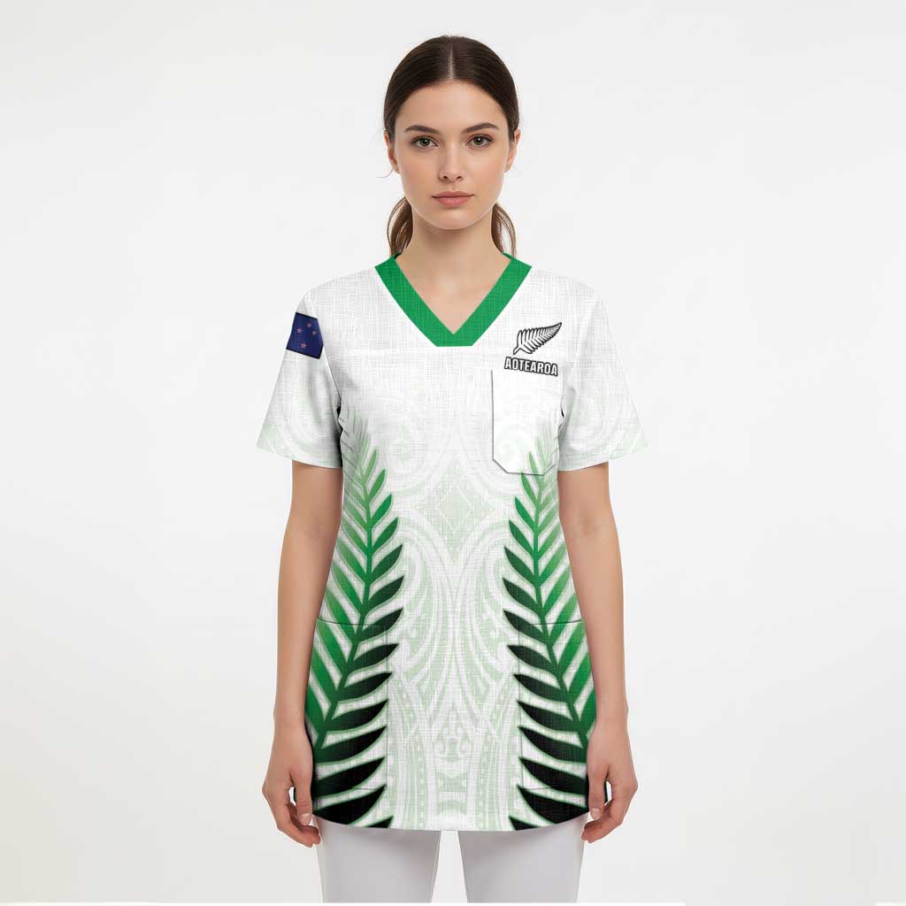 Custom New Zealand Fern Football Scrub Top Simple Style - Polynesian Pride