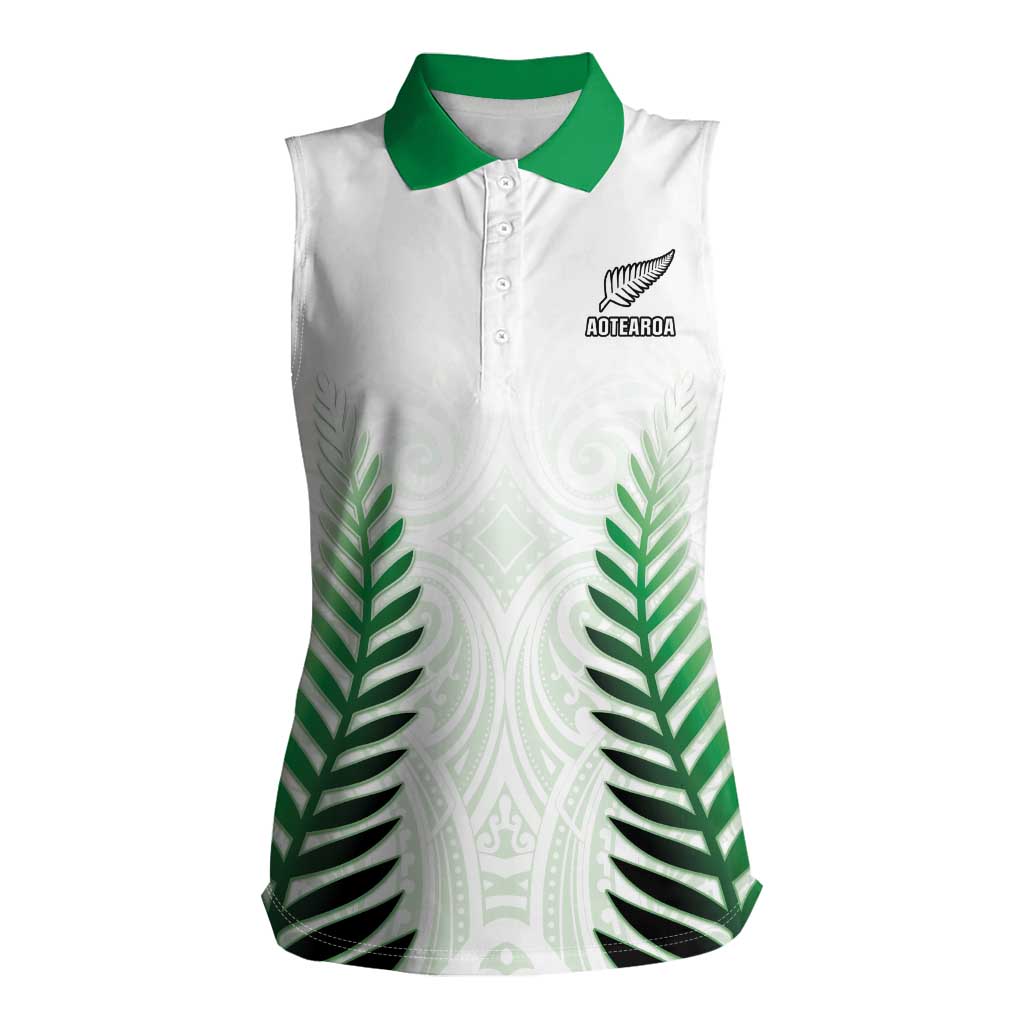 Custom New Zealand Fern Football Women Sleeveless Polo Shirt Simple Style
