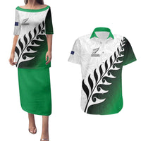 Custom New Zealand Football Couples Matching Puletasi and Hawaiian Shirt Go Aotearoa LT05 Green - Polynesian Pride