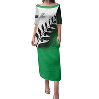Custom New Zealand Football Family Matching Puletasi and Hawaiian Shirt Go Aotearoa LT05 Mom's Dress Green - Polynesian Pride