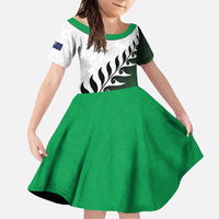 Custom New Zealand Football Family Matching Summer Maxi Dress and Hawaiian Shirt Go Aotearoa LT05 Daughter's Dress Green - Polynesian Pride