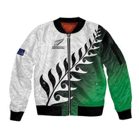 Custom New Zealand Football Sleeve Zip Bomber Jacket Go Aotearoa