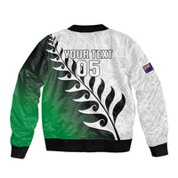 Custom New Zealand Football Sleeve Zip Bomber Jacket Go Aotearoa