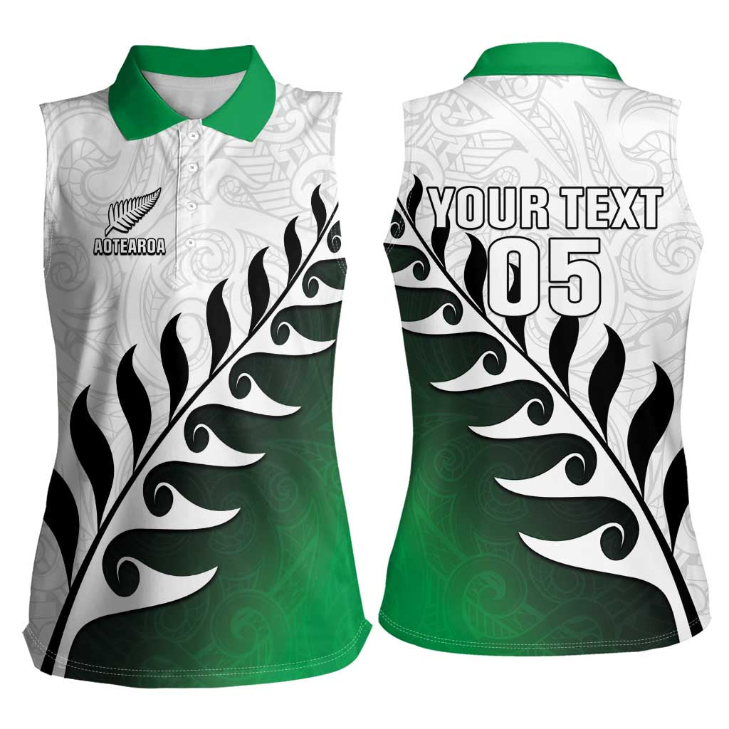 Custom New Zealand Football Women Sleeveless Polo Shirt Go Aotearoa