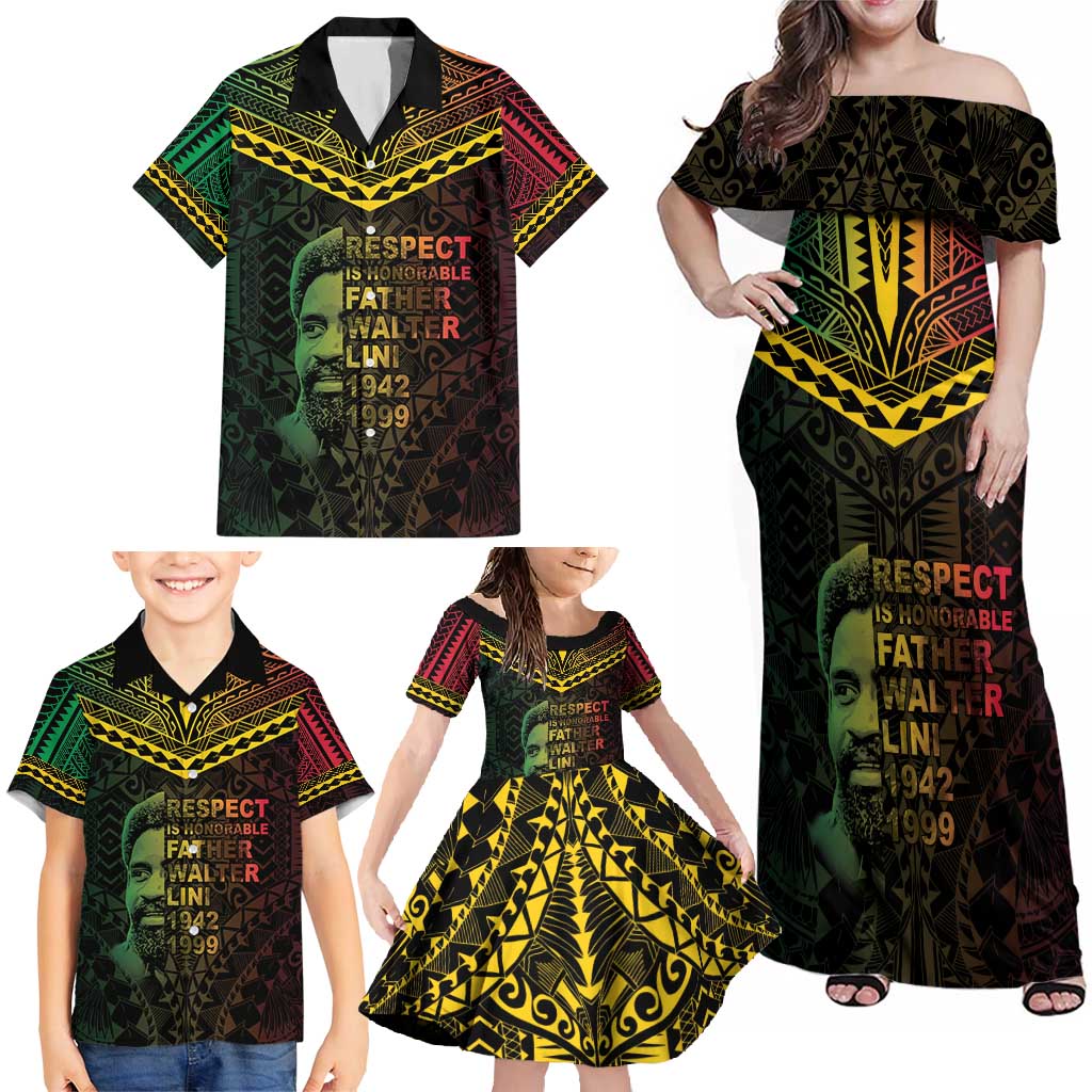Happy Vanuatu Father Lini Day Family Matching Off Shoulder Maxi Dress and Hawaiian Shirt LT05 - Polynesian Pride