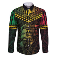 Happy Vanuatu Father Lini Day Family Matching Off Shoulder Maxi Dress and Hawaiian Shirt LT05 Dad's Shirt - Long Sleeve Black - Polynesian Pride