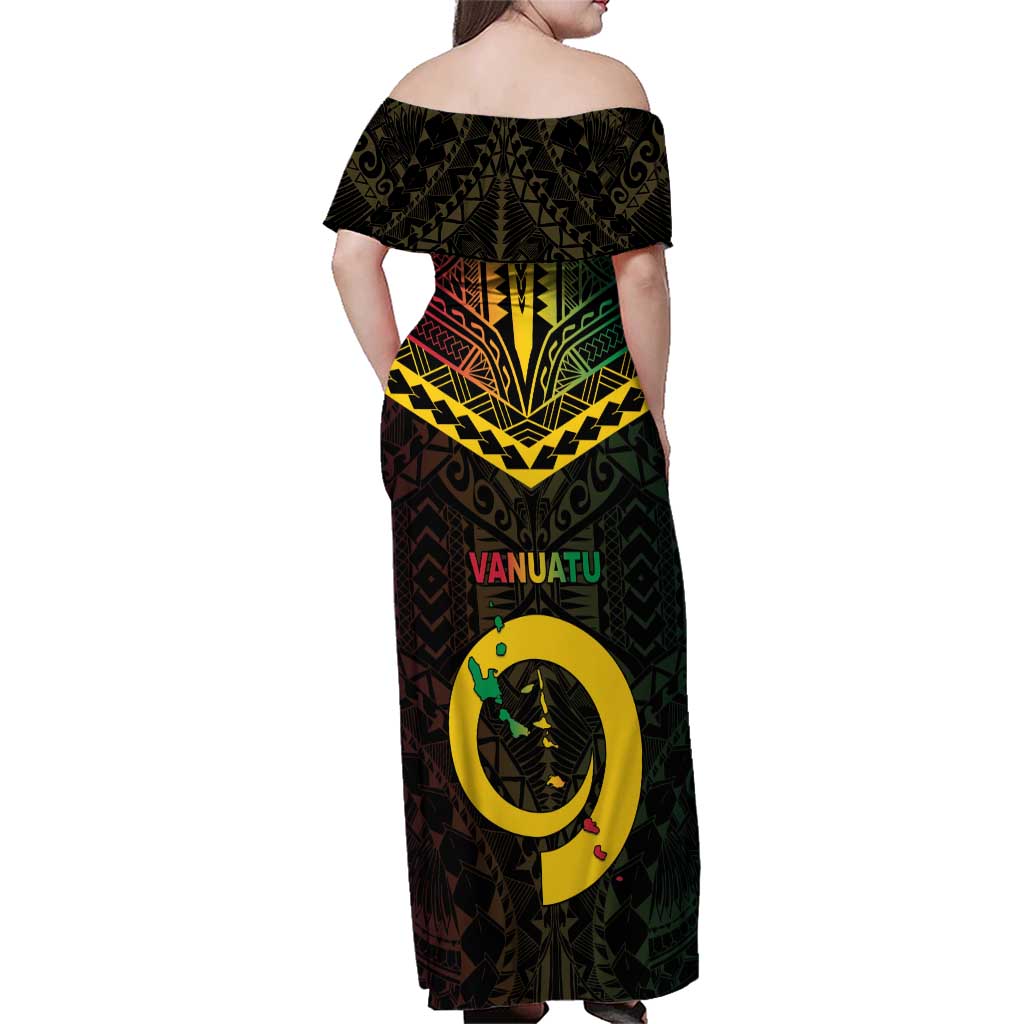Happy Vanuatu Father Lini Day Family Matching Off Shoulder Maxi Dress and Hawaiian Shirt LT05 - Polynesian Pride