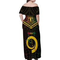 Happy Vanuatu Father Lini Day Family Matching Off Shoulder Maxi Dress and Hawaiian Shirt LT05 - Polynesian Pride