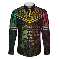 Happy Vanuatu Father Lini Day Family Matching Puletasi and Hawaiian Shirt LT05 Dad's Shirt - Long Sleeve Black - Polynesian Pride