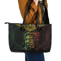 Happy Vanuatu Father Lini Day Leather Tote Bag LT05 - Polynesian Pride