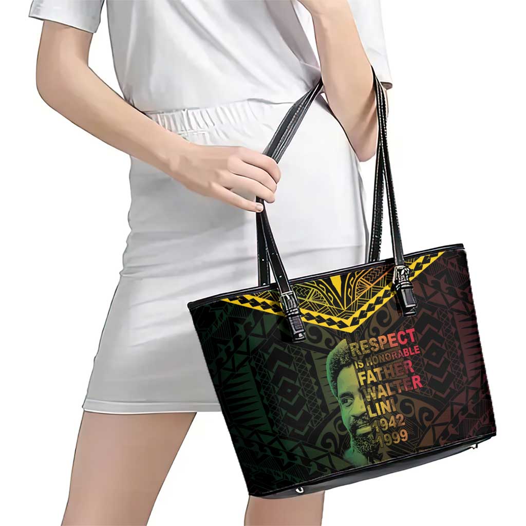Happy Vanuatu Father Lini Day Leather Tote Bag LT05 - Polynesian Pride