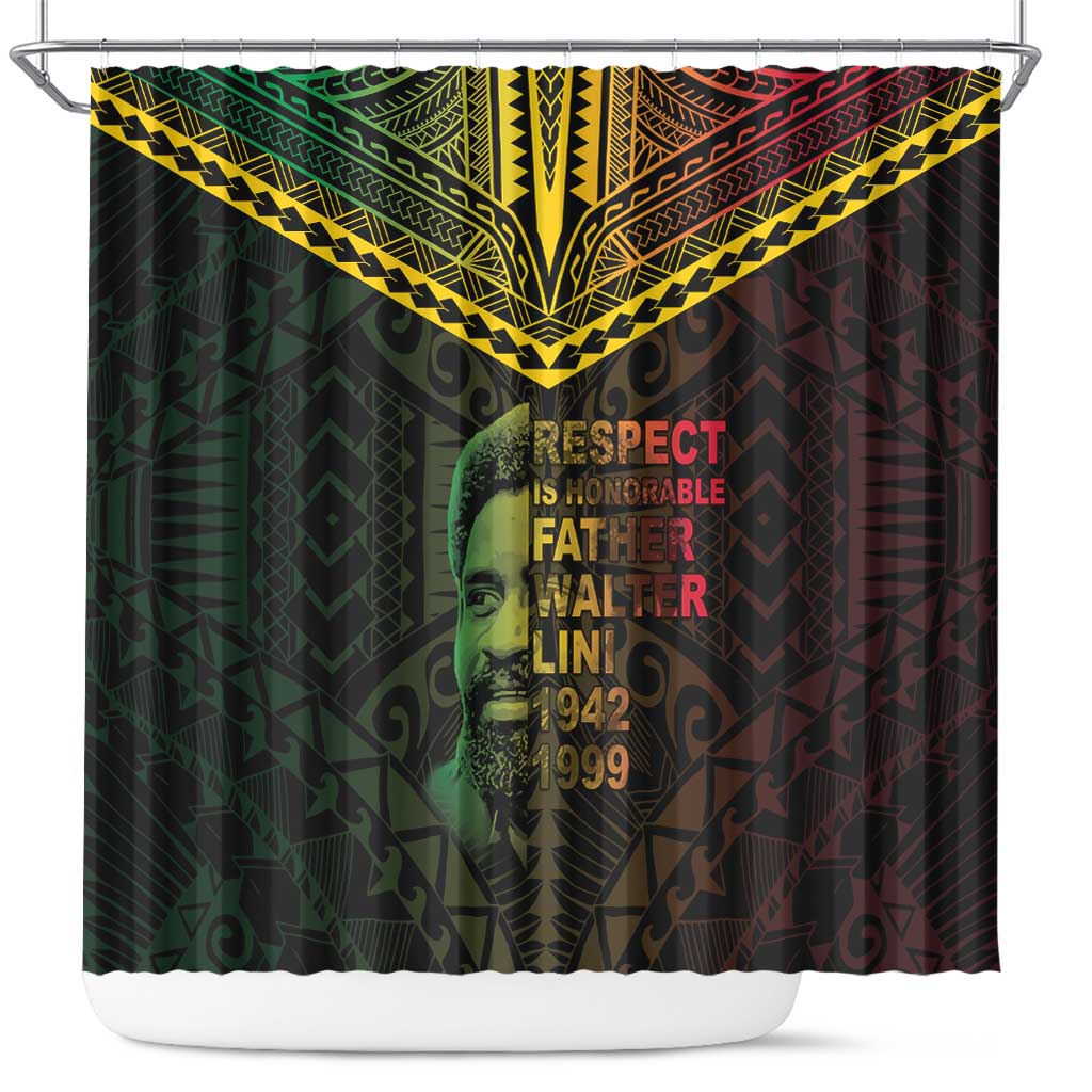 Happy Vanuatu Father Lini Day Shower Curtain LT05 Black - Polynesian Pride