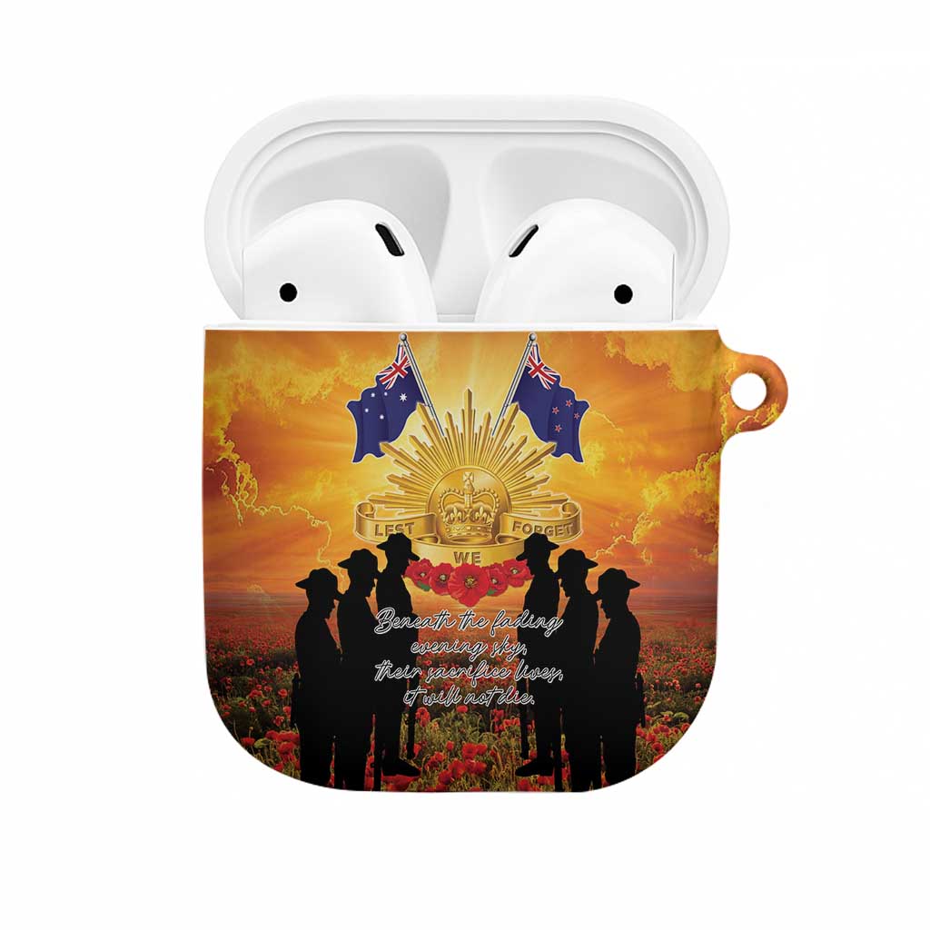 ANZAC Day AirPods Case Remembrance Tribute Soldiers And Poppy Field LT05 Orange - Polynesian Pride