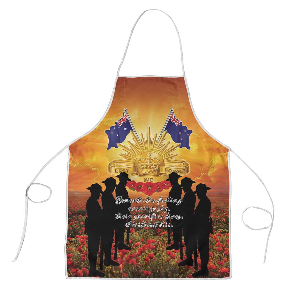 ANZAC Day Apron Remembrance Tribute Soldiers And Poppy Field LT05 Orange - Polynesian Pride