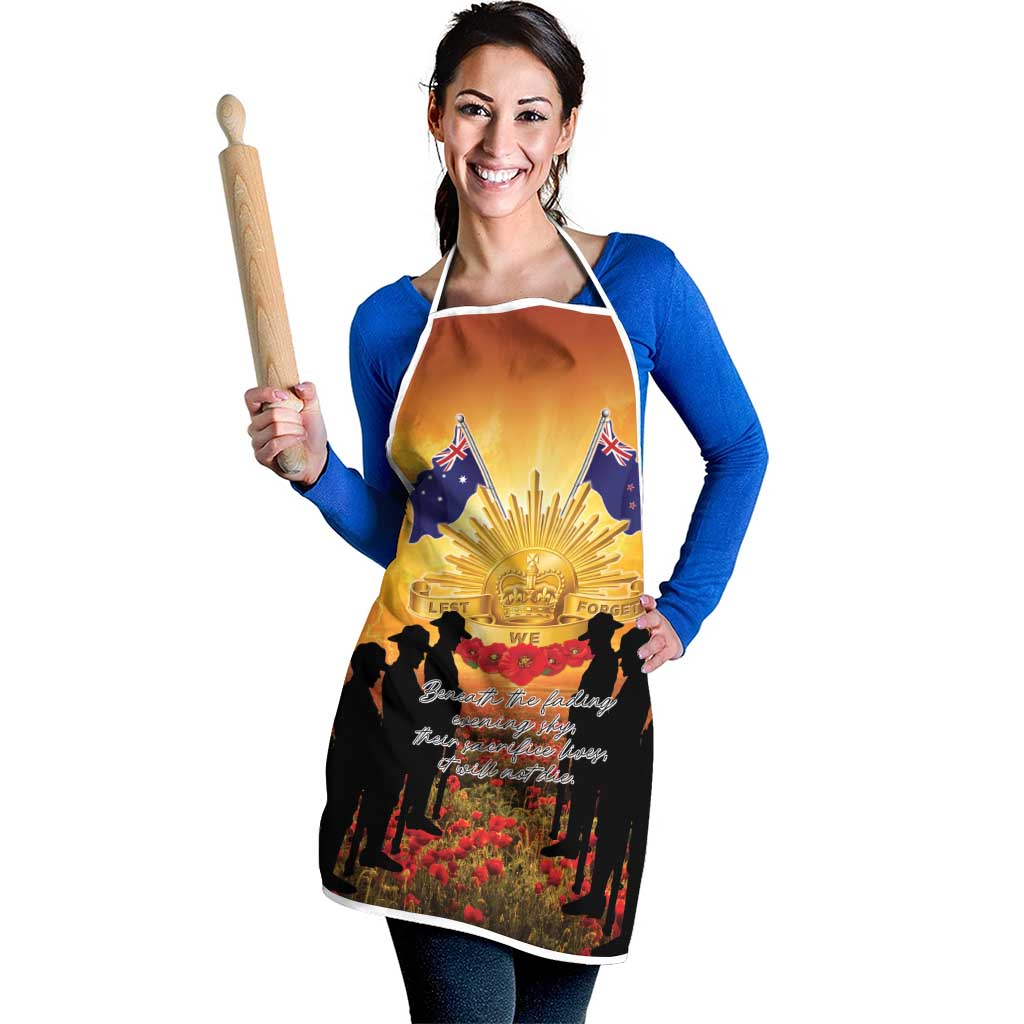 ANZAC Day Apron Remembrance Tribute Soldiers And Poppy Field LT05 - Polynesian Pride