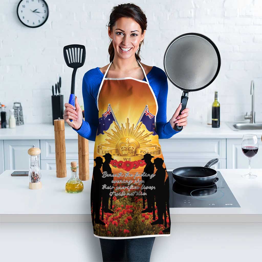 ANZAC Day Apron Remembrance Tribute Soldiers And Poppy Field LT05 - Polynesian Pride